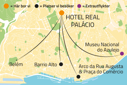 Geografisk karta ver Lissabon.